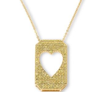 Colleen Lopez Sterling Silver Gemstone Heart Tag Pendant with Chain NWOT